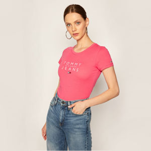 Tommy Jeans dámské růžové tričko Essential